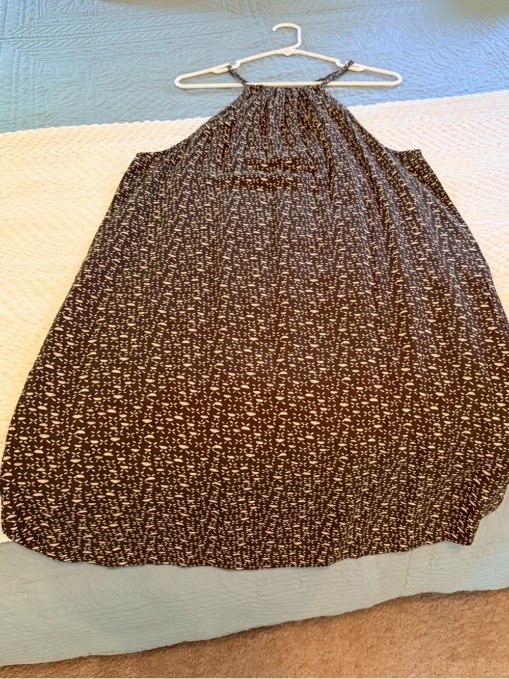 Prana Brown and White Printed Midi Dress